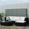 vidaXL 5-tlg. Garten-Lounge-Set mit Auflagen Poly Rattan Schwarz