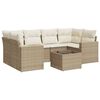vidaXL 7-tlg. Garten-Sofagarnitur mit Kissen Beige Poly Rattan