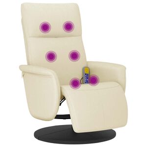 vidaXL Massagesessel mit Fu&szlig;teil Creme Kunstleder