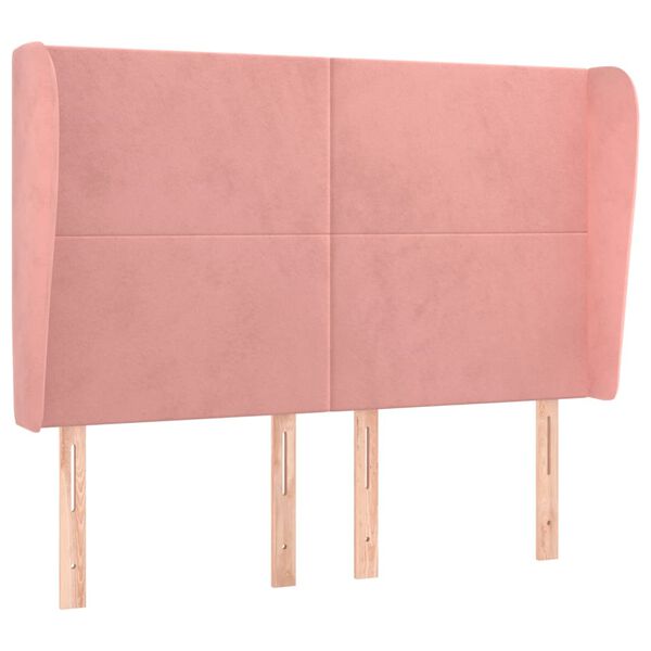 vidaXL Kopfteil mit Ohren Rosa 147x23x118/128 cm Samt