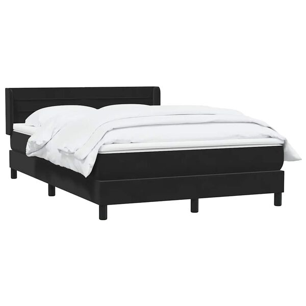 vidaXL Boxspringbett mit Matratze Schwarz 160x210 cm Samt