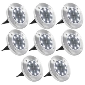 vidaXL Solar-Bodenleuchten 8 Stk. LED Wei&szlig;