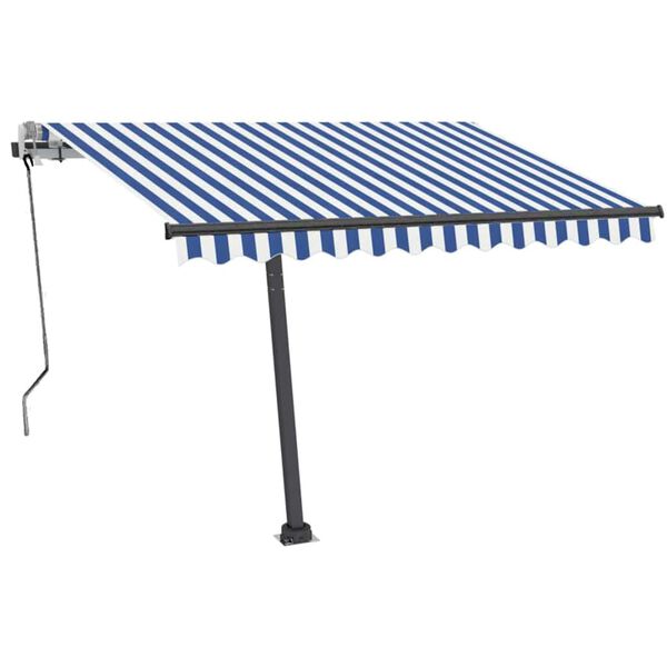 vidaXL Standmarkise Manuell Einziehbar 350x250 cm Blau/Weiß