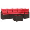 vidaXL Gartensofa-set mit Kissen 6 pcs Braun und Rot Poly-Rattan