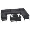 vidaXL 13-tlg. Garten-Lounge-Set mit Kissen Schwarz Massivholz Kiefer