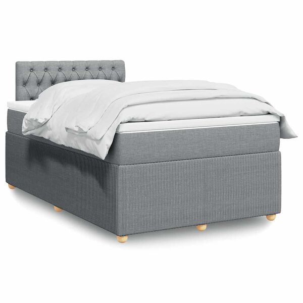 vidaXL Boxspringbett mit Matratze Hellgrau 120x190 cm Stoff