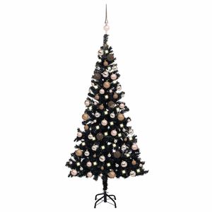 vidaXL K&uuml;nstlicher Weihnachtsbaum Beleuchtung & Kugeln Schwarz 120 cm