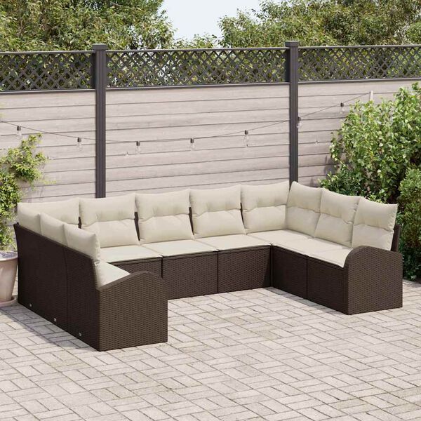vidaXL Sofa Set 9 pcs Braun Poly-Rattan