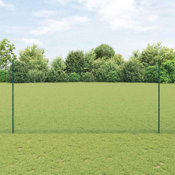 vidaXL Zaun mit Pfosten Gr&uuml;n 1,6 x 50 m Stahl und PVC