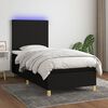 vidaXL Boxspringbett mit Matratze & LED Schwarz 100x200 cm Stoff