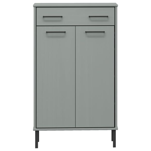 vidaXL Schuhschrank OSLO mit Metallbeinen Grau Massivholz Kiefer