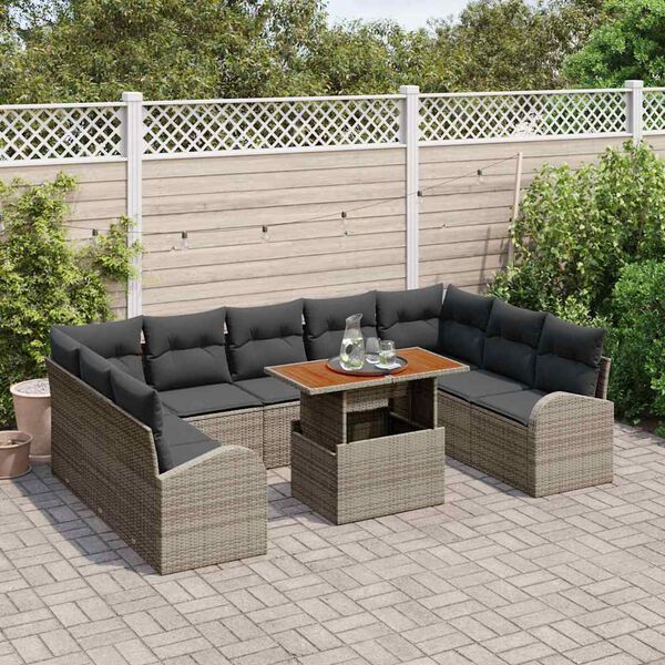 vidaXL Garten-Sofa-Set mit Kissen 10 pcs Grau