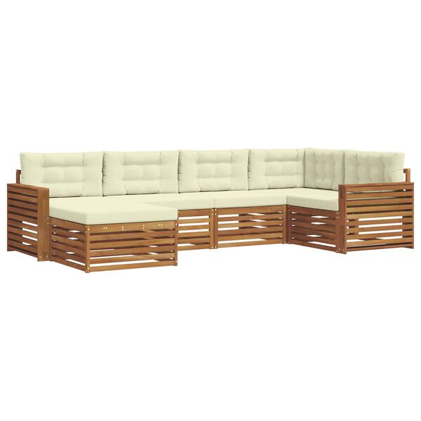 vidaXL Outdoor-Sofagarnitur mit Kissen 6 pcs Natur und Creme