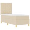 vidaXL Boxspringbett mit Matratze mit Kopfteil Creme 80 x 200 cm Stoff