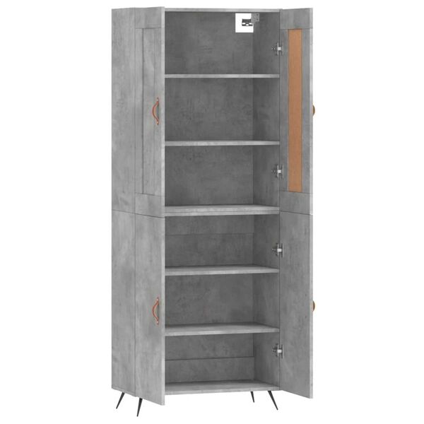 vidaXL Highboard Betongrau 69,5x34x180 cm Holzwerkstoff