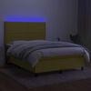 vidaXL Boxspringbett mit Matratze & LED Gr&uuml;n 140x190 cm Stoff