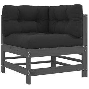 vidaXL Ecksofa mit Kissen Grau Massivholz Kiefer