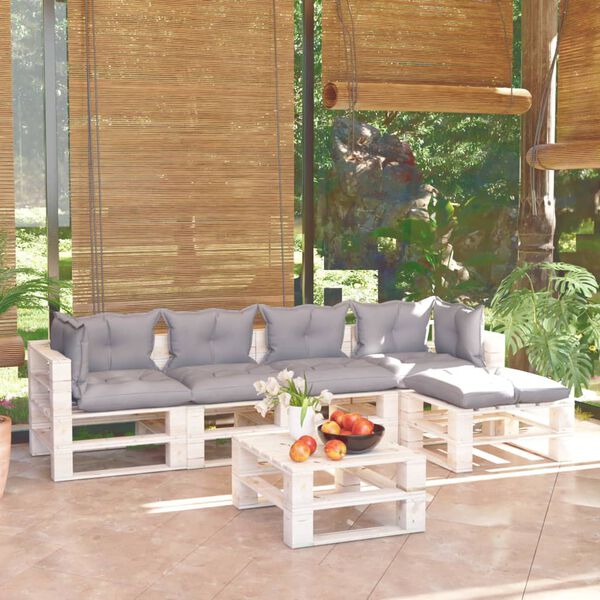 vidaXL 6-tlg. Garten-Lounge-Set aus Paletten mit Kissen Kiefernholz