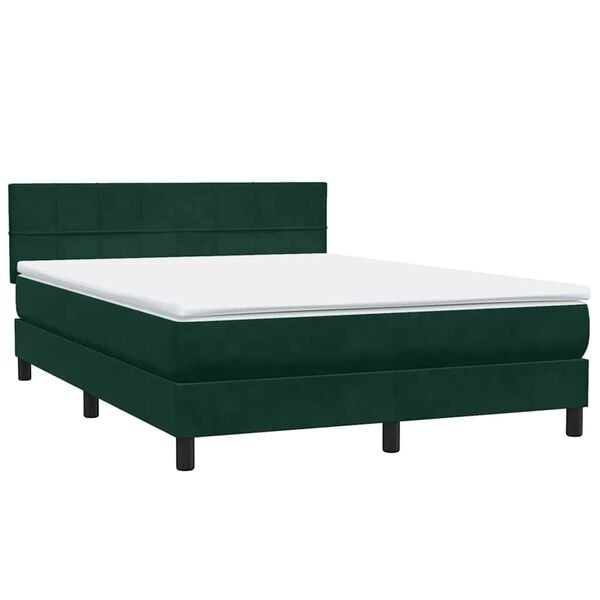 vidaXL Boxspringbett mit Matratze Dunkelgr&uuml;n 160x220 cm Samt