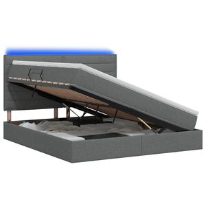 vidaXL LED-Speicherbett mit Matratze Dunkelgrau 160 x 200 cm Stoff