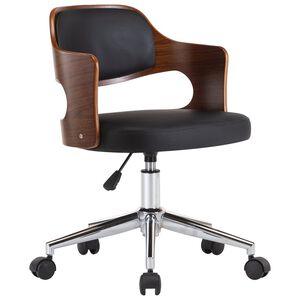 vidaXL Drehbarer B&uuml;rostuhl Schwarz Bugholz und Kunstleder