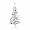 vidaXL K&uuml;nstlicher Weihnachtsbaum Beleuchtung & Kugeln Silber 210 cm
