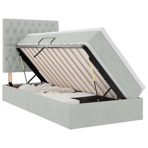 vidaXL LED-Speicherbett mit Matratze Hellgrau 90 x 190 cm Samt