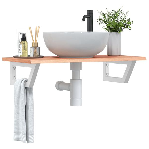 vidaXL Waschtischplatte mit Halterung Stahl und Massivholz Eiche