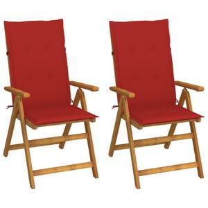 vidaXL Verstellbare Klappst&uuml;hle 2 Stk. mit Kissen Akazie Massivholz