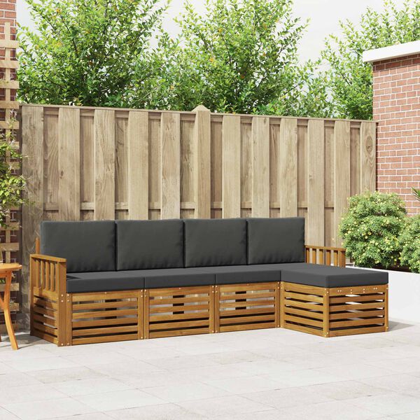 vidaXL Sofagarnituren 5 pcs Natur und Anthrazit Massivholz Akazie