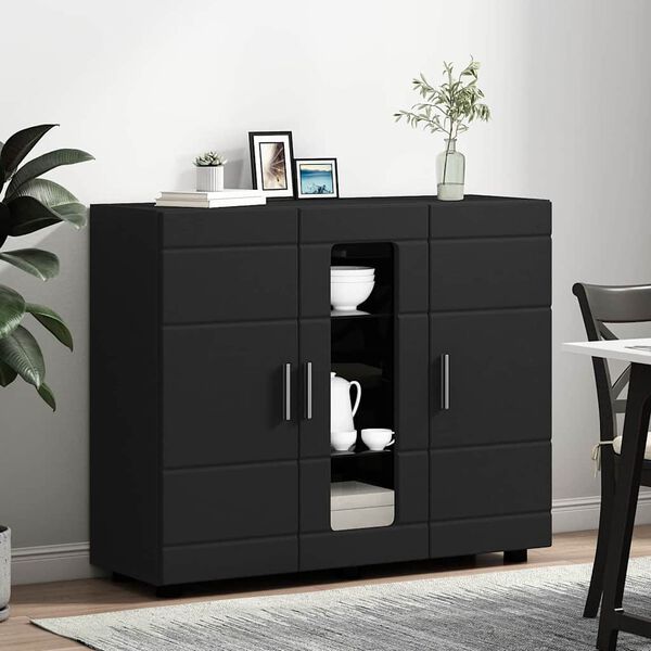vidaXL Sideboard mit Regal Schwarz 55,5 x 29 x 100 cm Holzwerkstoff