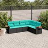 vidaXL 6-tlg. Garten-Sofagarnitur mit Kissen Schwarz Poly Rattan