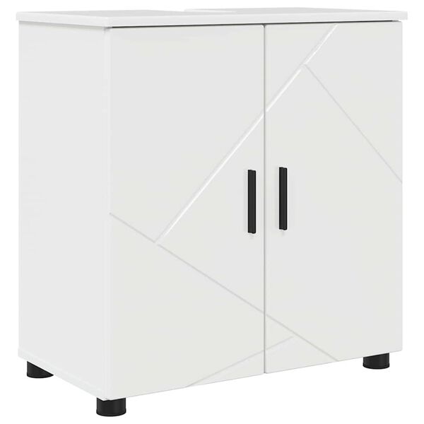 vidaXL Badezimmerschrank mit Speicher Hochglanz Wei&szlig; 61 x 35 x 64 cm