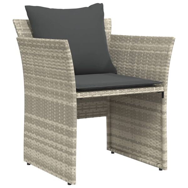 vidaXL Gartenstuhl mit Fußhocker Hellgrau Poly Rattan