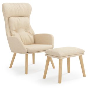vidaXL Relaxsessel mit Hocker Creme Stoff