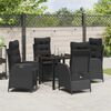 vidaXL Garten Essgruppe mit Kissen 5 pcs Schwarz Poly-Rattan