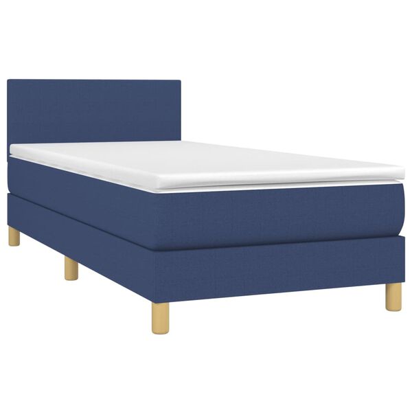 vidaXL Boxspringbett mit Matratze Blau 90x190 cm Stoff