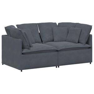 vidaXL Modulares Sofa mit Kissen Samt Dunkelgrau
