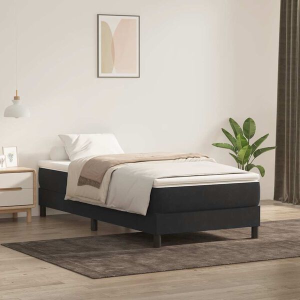 vidaXL Boxspringbett mit Matratze Schwarz 100x210 cm Samt