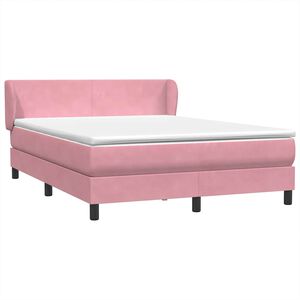 vidaXL Boxspringbett mit Matratze Rosa 140x220 cm Samt