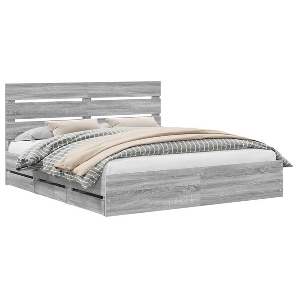 vidaXL Bettrahmen Graues Sonoma 200 x 200 cm Ingenieurs Holz