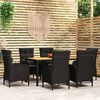 vidaXL 7-tlg. Garten-Essgruppe Poly Rattan Schwarz