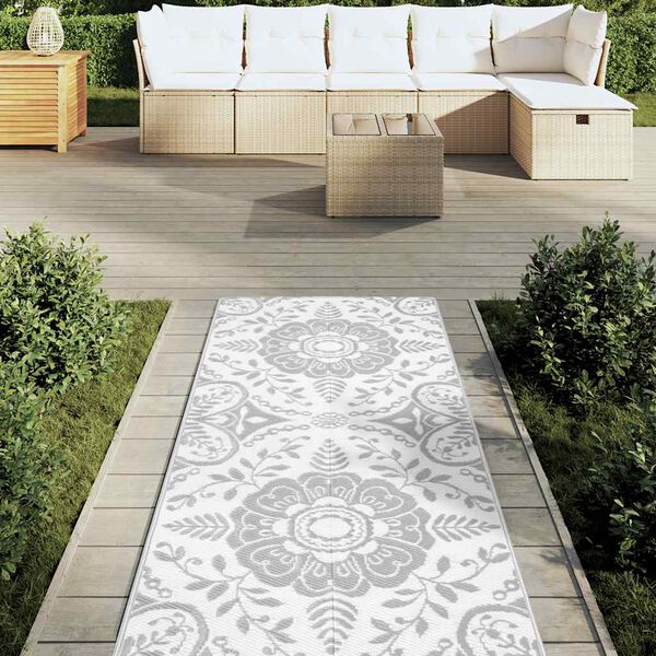 vidaXL Outdoor-Teppich ARAKIL Hellgrau 80x250 cm PP