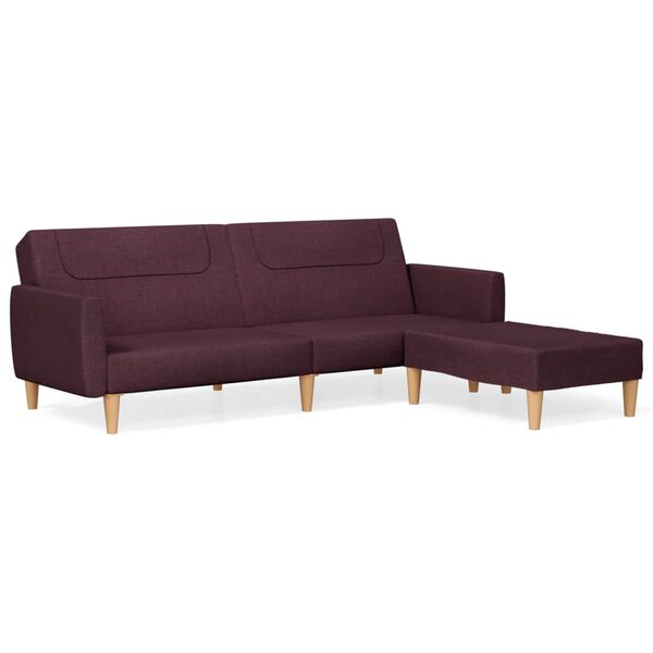 vidaXL Schlafsofa 2-Sitzer mit Fu&szlig;hocker Lila Stoff