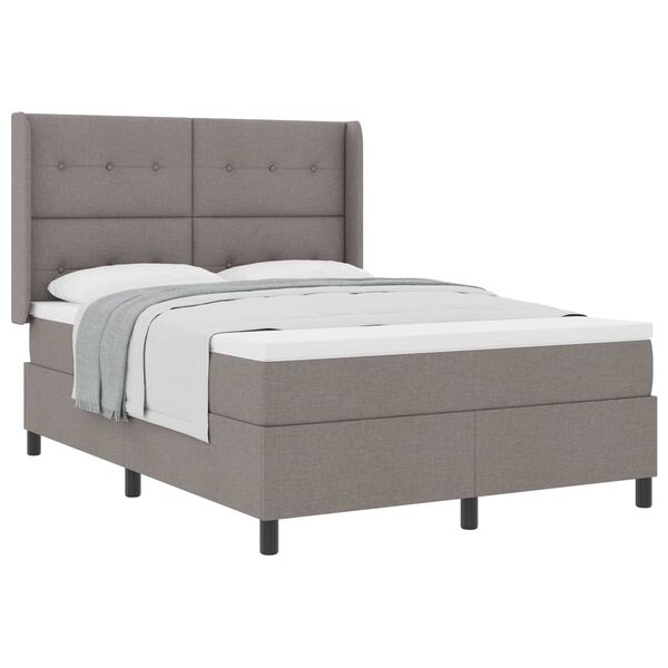 vidaXL Boxspringbett mit Matratze Taupe 140 x 190 cm Stoff