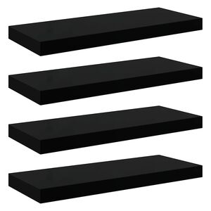 vidaXL Schweberegale 4 Stk. Hochglanz-Schwarz 60x23,5x3,8 cm MDF