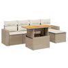 vidaXL 6-tlg. Garten-Sofagarnitur mit Kissen Beige Poly Rattan