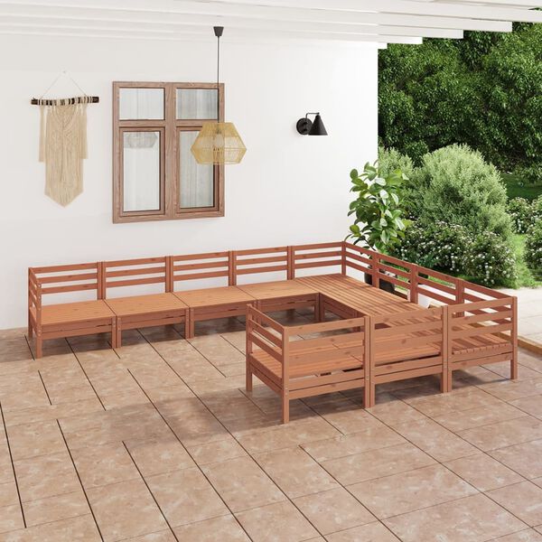 vidaXL 10-tlg. Garten-Lounge-Set Honigbraun Massivholz Kiefer