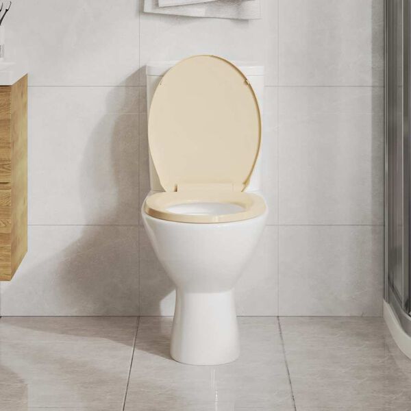 vidaXL Toilettensitz mit Absenkautomatik Beige Oval