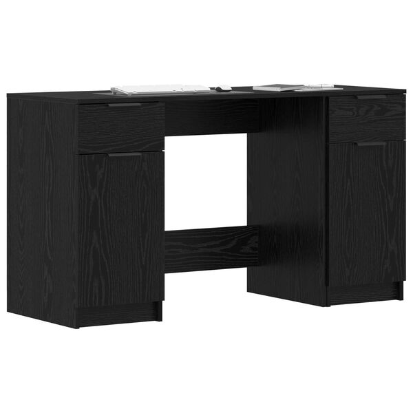 vidaXL Schreibtisch mit Speicher Schwarz Eichen-Optik 133 x 50 x 75 cm